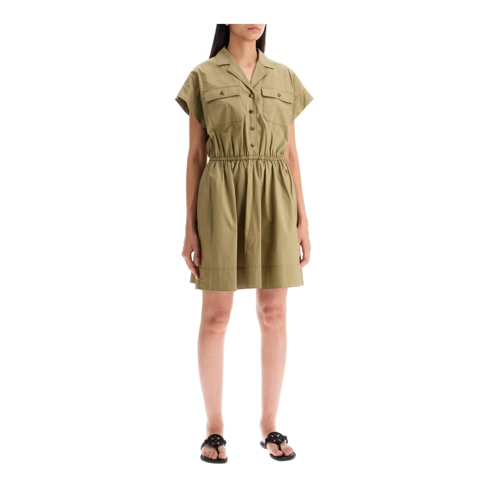 TORY BURCH Sahara-geïnspireerde Mini Poplin Chemisier Jurk Green Dames