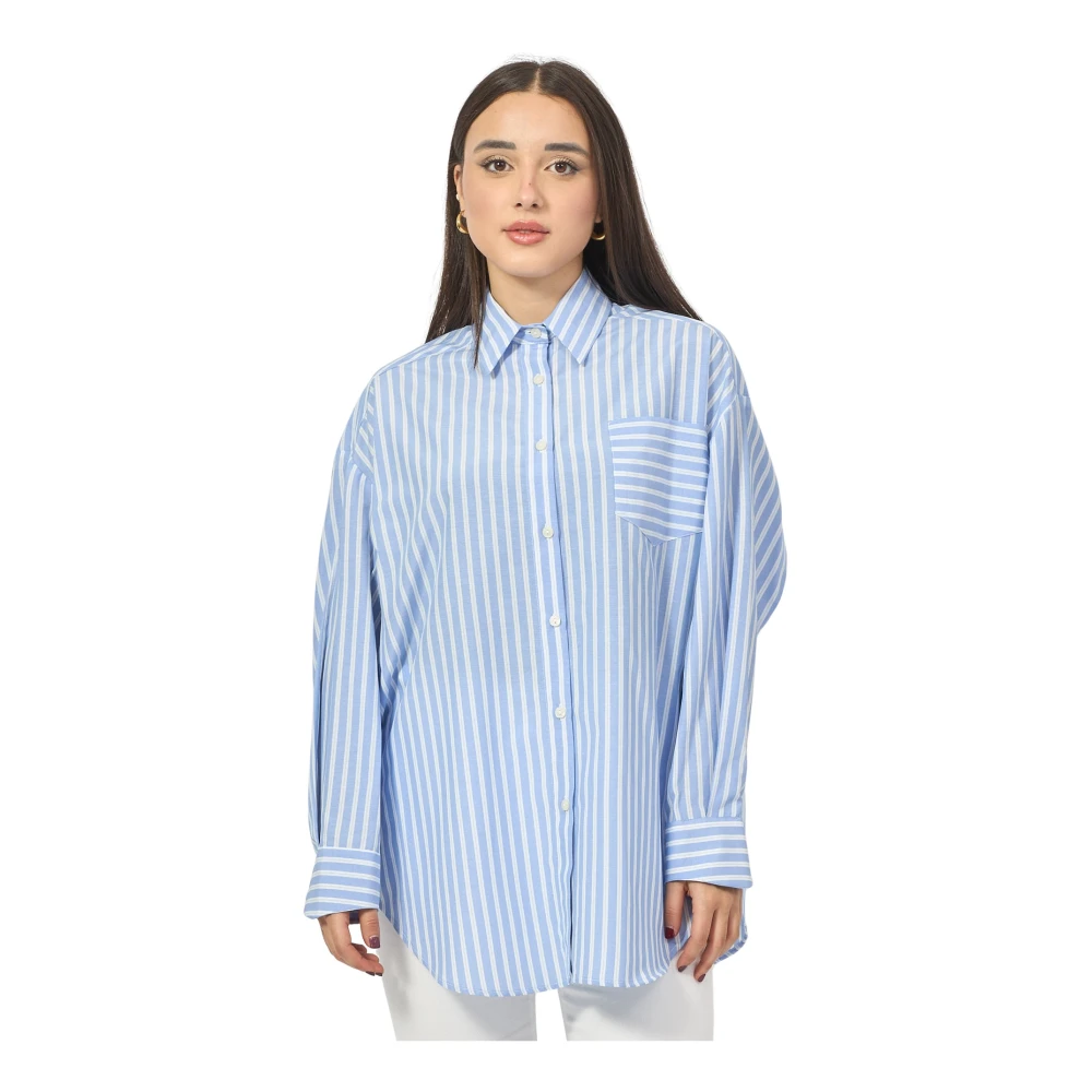 Gaëlle Paris Gestreepte Oversized Damesoverhemd Blauw Blue Dames