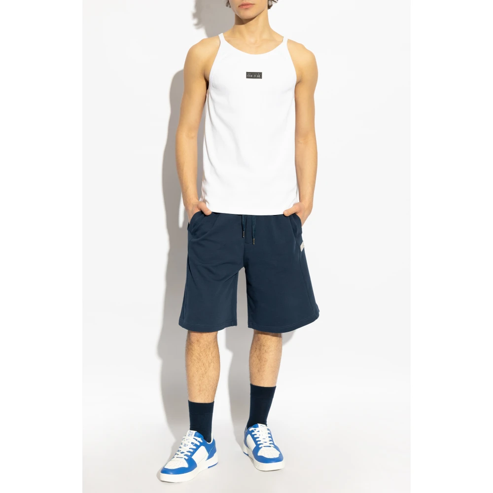 Versace Jeans Couture Geribbelde top met applicatie White Heren