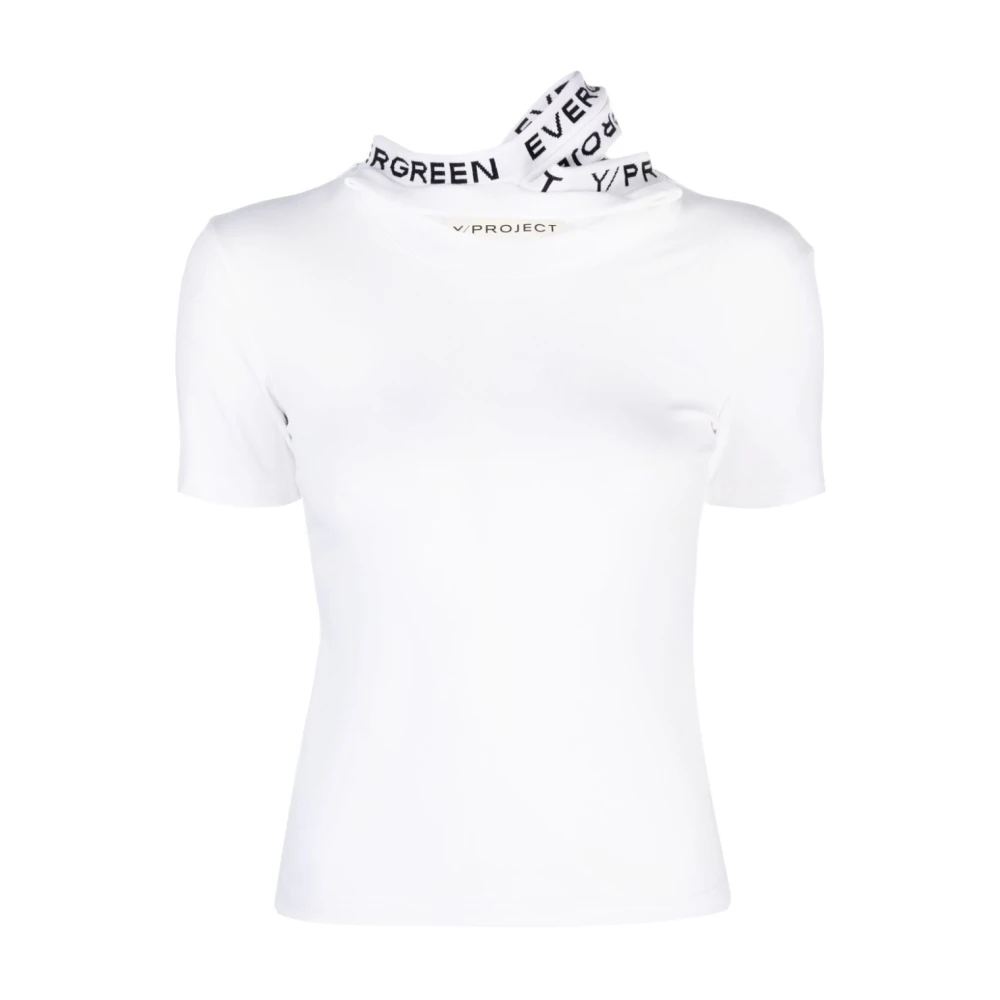 Y Project Witte Aansluitende T-Shirt met Drie Kragen White Dames
