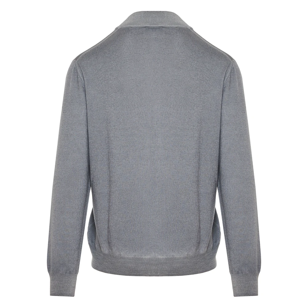 Barba Wollen cardigan met rits Made in Italy Gray Heren