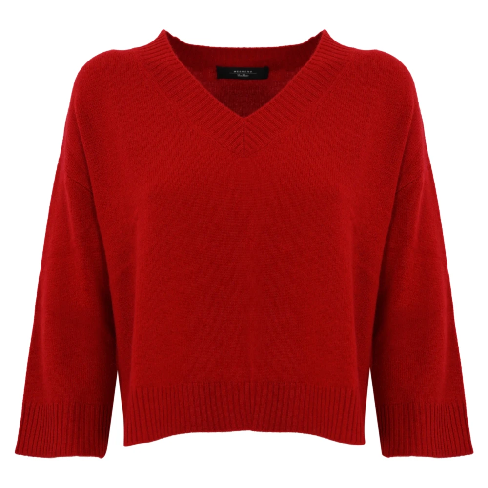 Max Mara Weekend Rode Cashmere Trui 3 4 Mouwen Red Dames