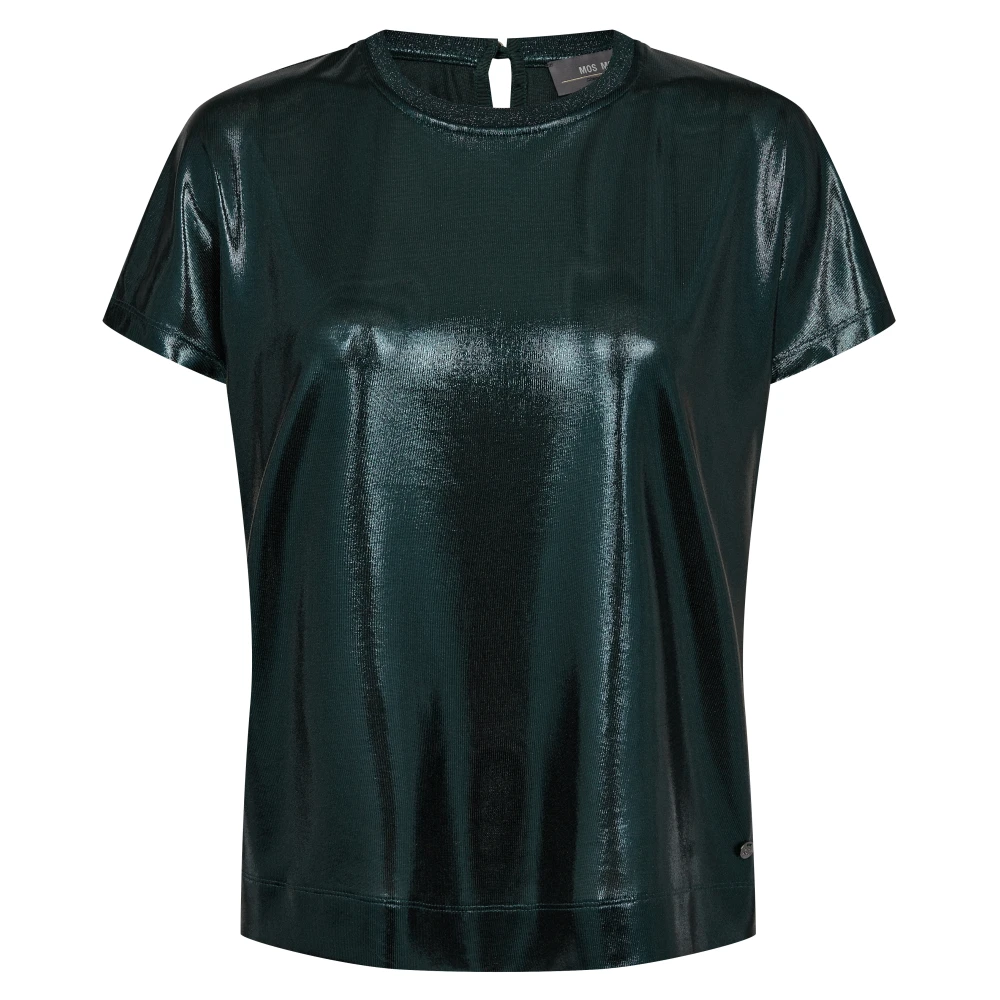 MOS MOSH Groene Metallic Tee voor herfst winter Green Dames