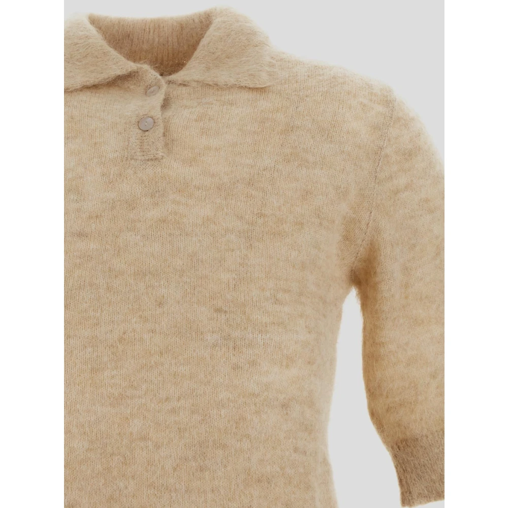 Lardini Alpaca Gebreide Polo Beige Dames