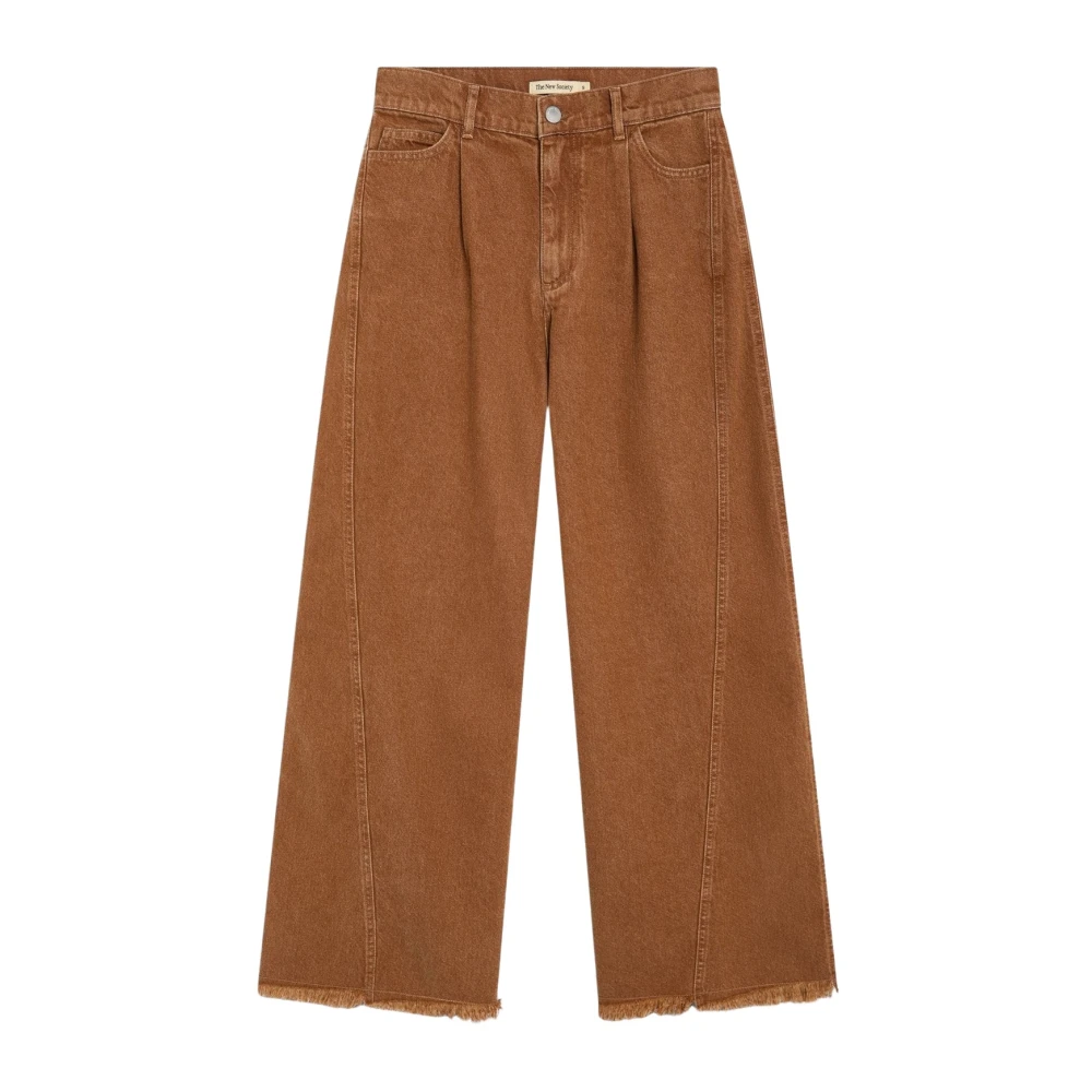 The New Society Donna Marrone - Pantaloni Extra Wide In Denim - Jeans - Xs
