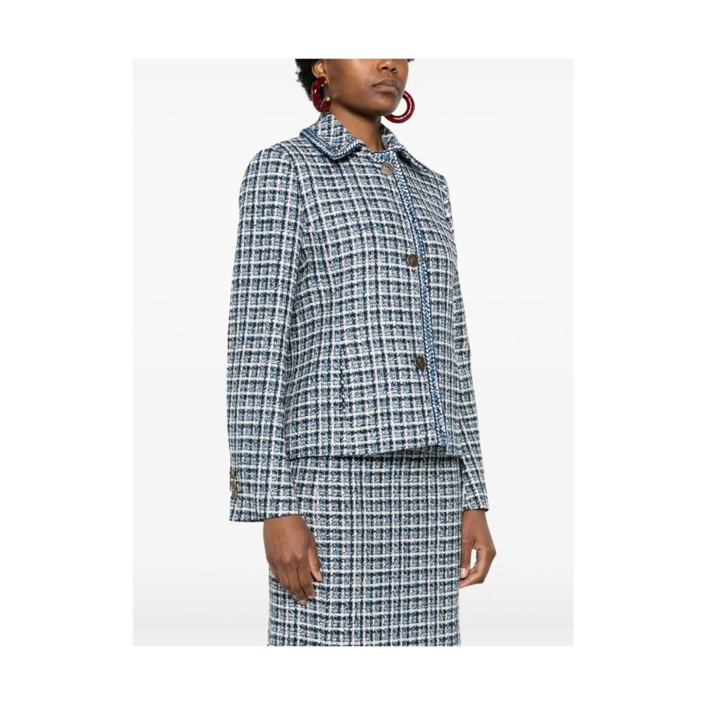 ETRO Blauwe Tweedjas met Logoknopen Blue Dames