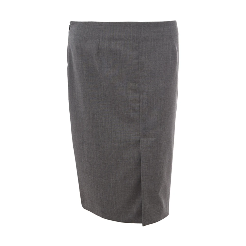 Lardini Women's Gray Wool Pencil Skirt