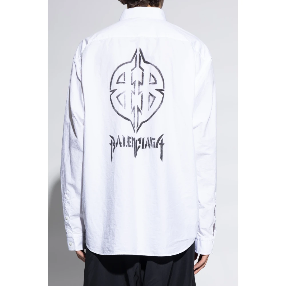 Balenciaga Katoenen shirt met zak White Heren