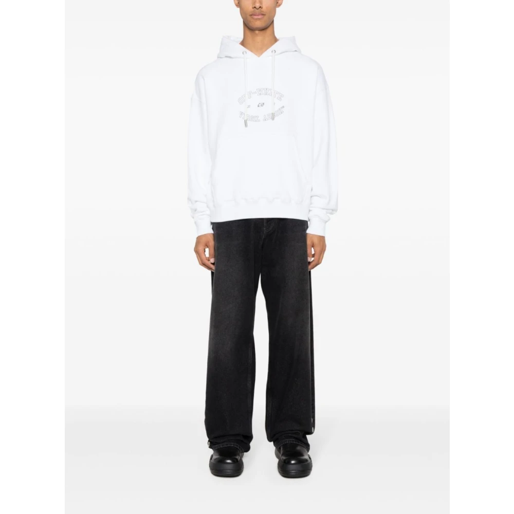 Off White Witte hoodie met gedeeld logo print White Heren