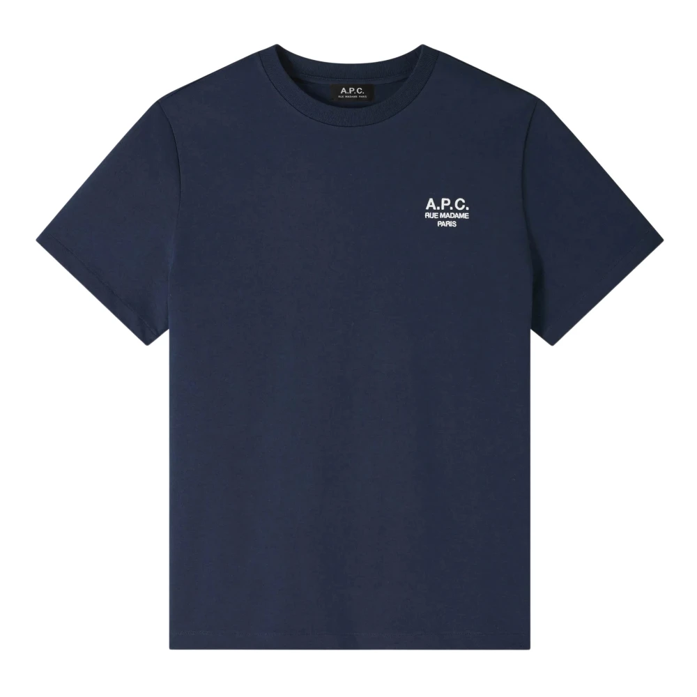 A.p.c. Blå Unisex T-shirt med rak passform Blue, Herr