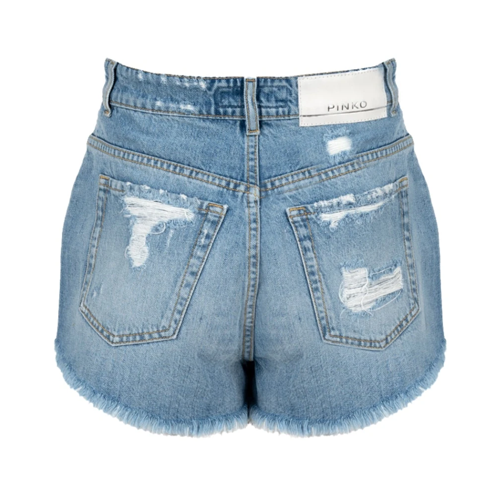 pinko Denim Shorts met knoopsluiting Blue Dames