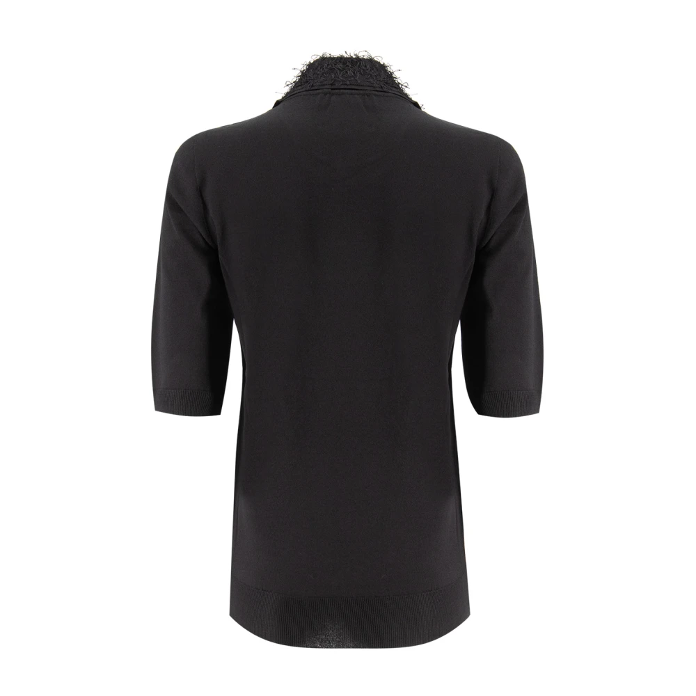 Fabiana Filippi Slim Fit Gekraagde Jersey Sweater Black Dames
