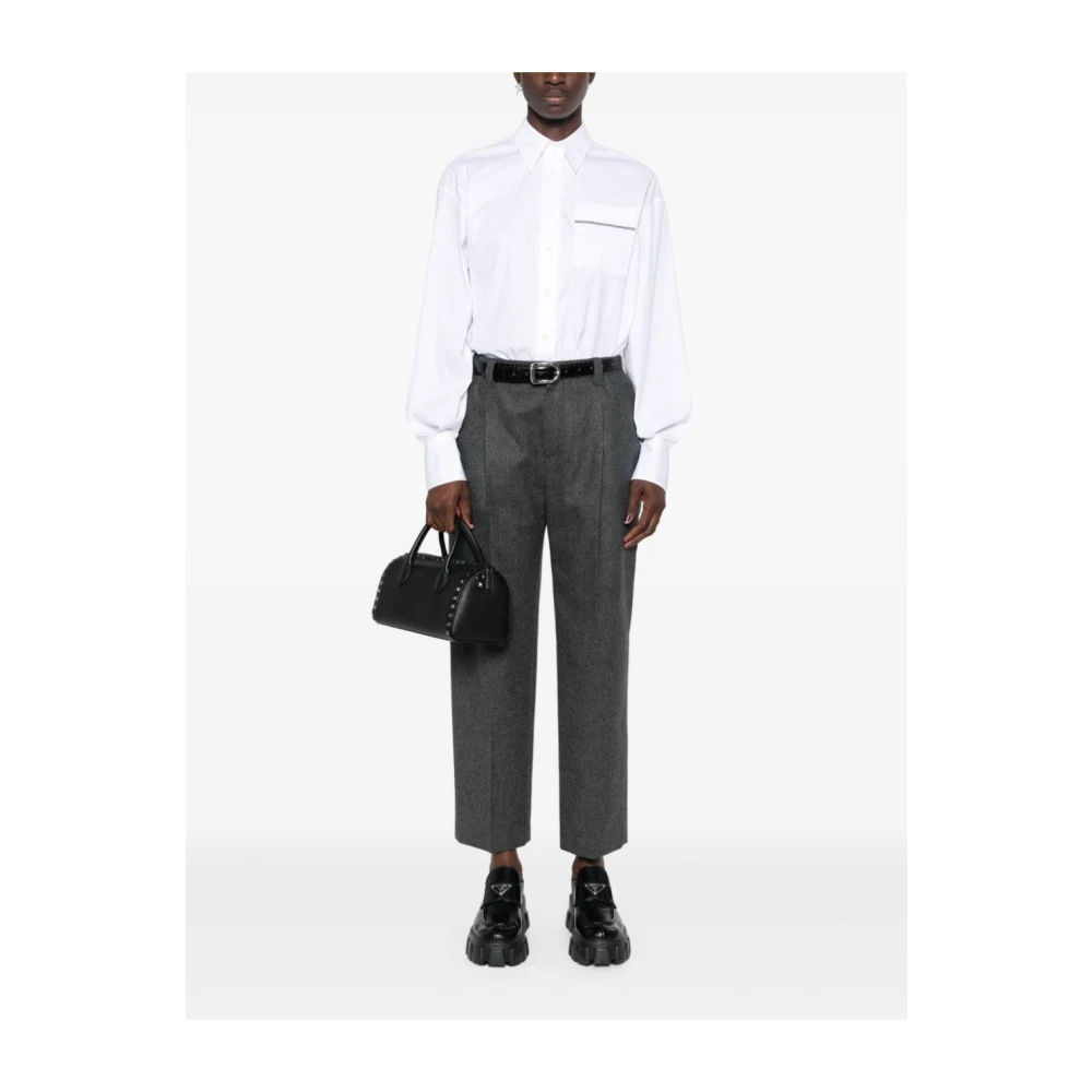 BRUNELLO CUCINELLI Grijze Wol-Kasjmier Broek met Plooien Gray Dames