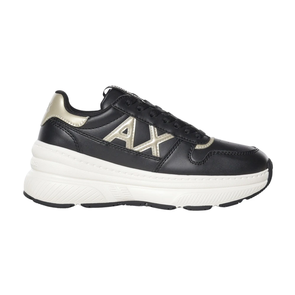 Armani Exchange Trainers With Metallic Details And Rubber Sole - Female - Sneakers - Black - 3 Uk - Shoes