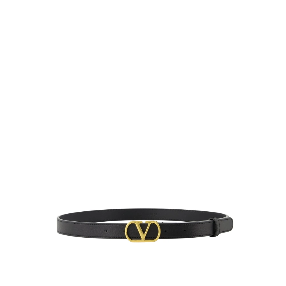 Valentino Garavani Donna Nero - Cintura Vlogo In Pelle Nera - Accessories - 75 Cm