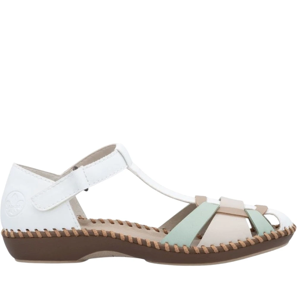 Rieker White Flat Sandals, Female, 6 Uk, Flat Sandals