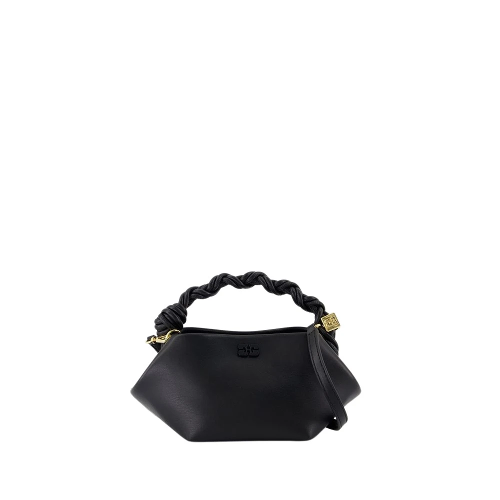 Ganni Kleine Crossbody Tas in Zwart Leer Black Dames