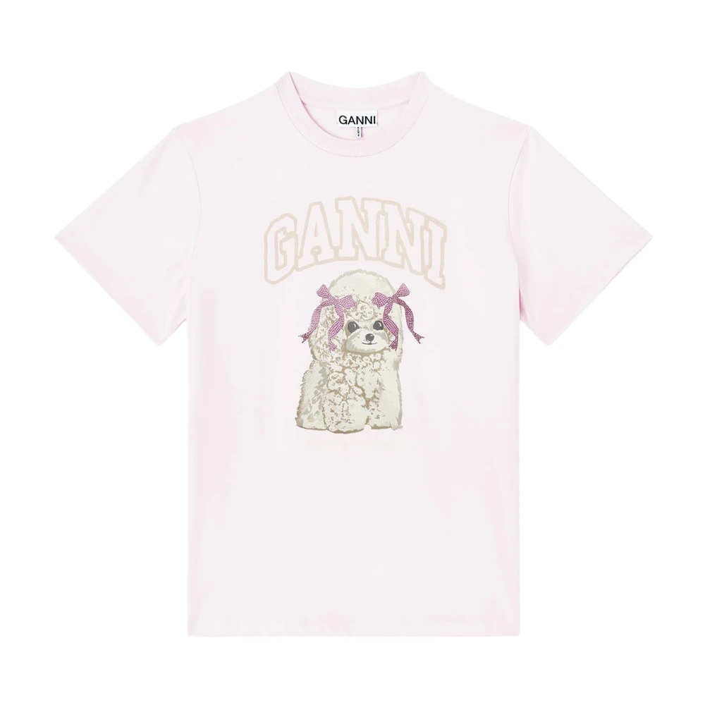 Ganni Women's Pink Basic Cotton Jersey T-Shirt
