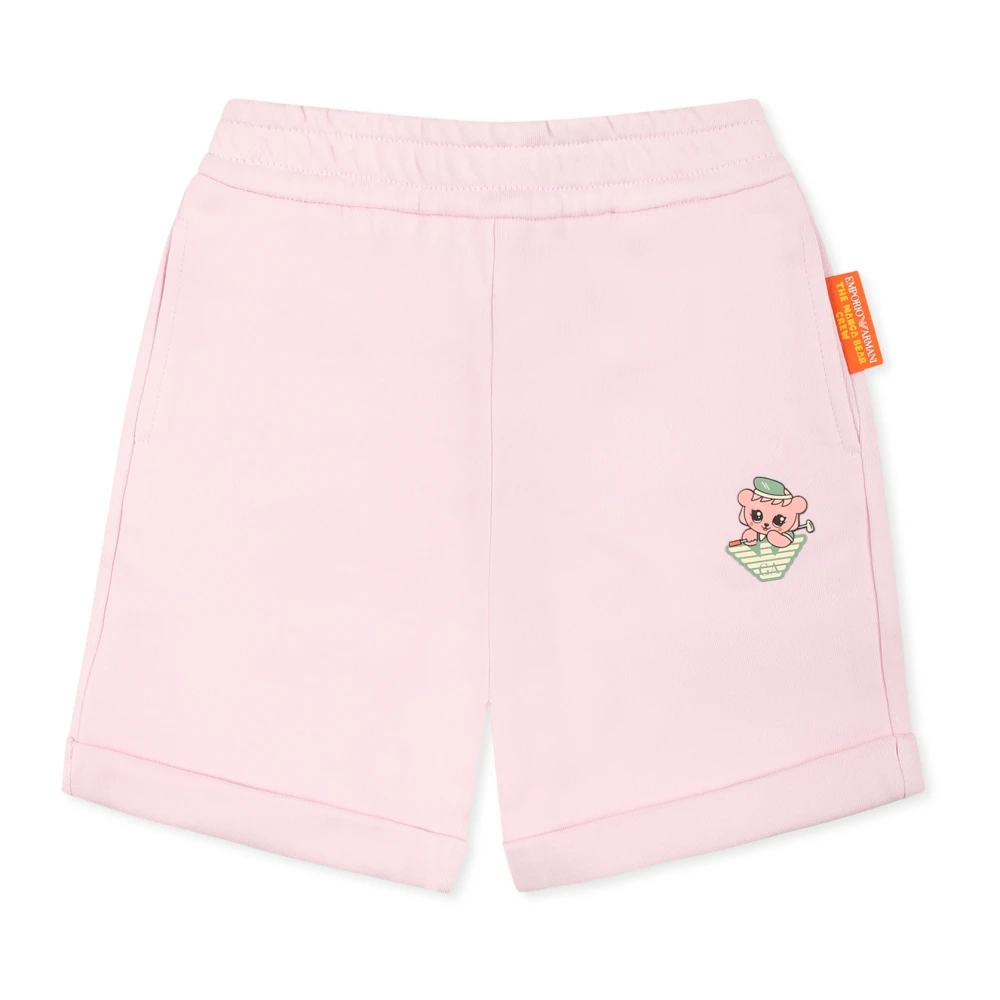 Emporio Armani Unisex Kids Pink Shorts,, Manga Bear Sporty Shorts Size 3 Y