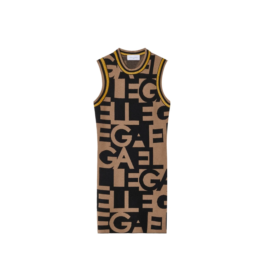 Gaëlle Paris Bruine Elegante Jurk met Geplooide Details Multicolor Dames