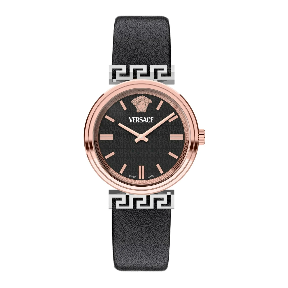 Versace VETCA0224 Mythos Lady silver rose gold black Leather Womens Watch NEW - Image 2