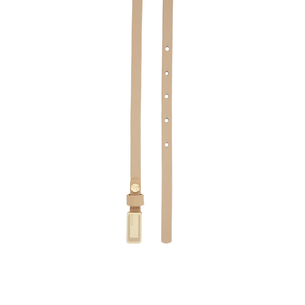 Kazar Beige smalle riem met logogesp Beige Dames