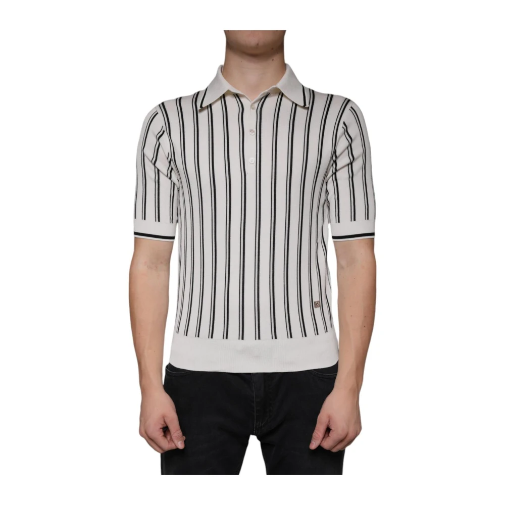 Dolce & Gabbana , Polo Shirts, Male, White, Xs, Polo Short Sleeve T-Shirt - Image 3