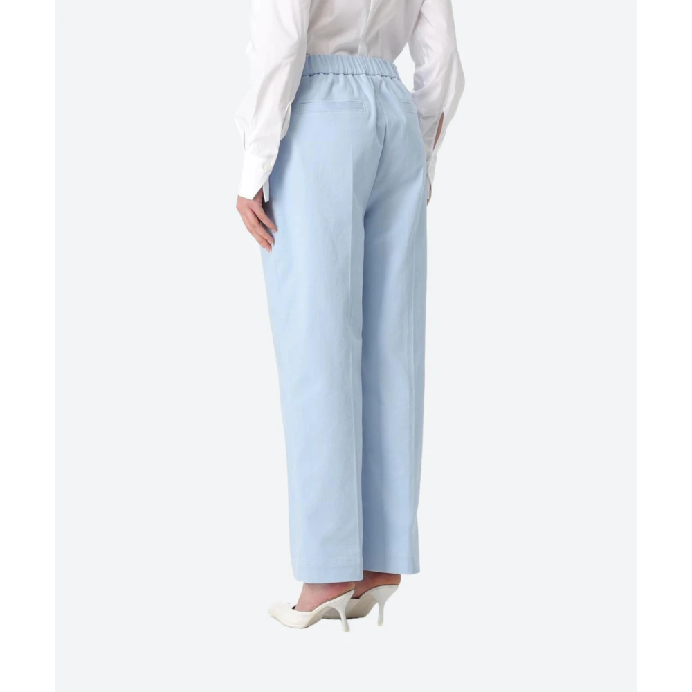 Hugo Boss Wijde Pijp Katoenen Broek Blue Dames