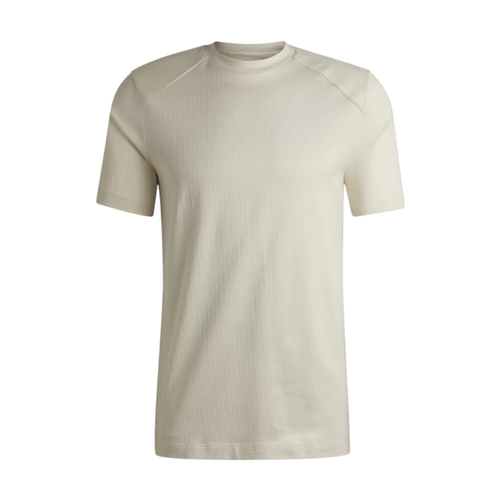Hugo Boss Ripstop Katoenen T-shirt met Gladde Inzetstukken White Heren
