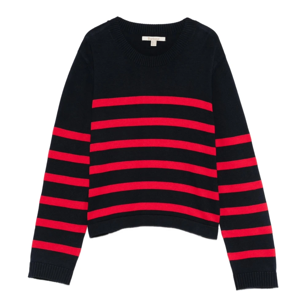 Barbour , Round-Neck Knitwear, Female, Multicolor, S, Fern Striped Crew Neck Jumper