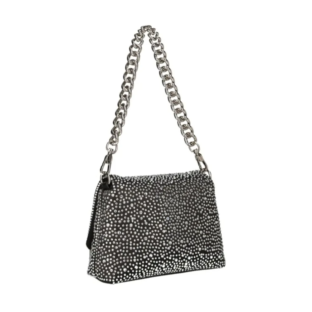 Liu Jo Puffy Satijnen Schoudertas met Strass Black Dames