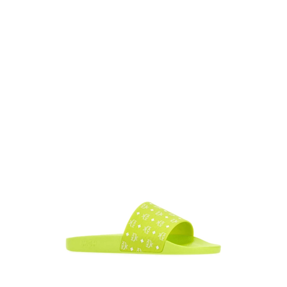 MCM Zuurgroene canvas slippers Green Heren