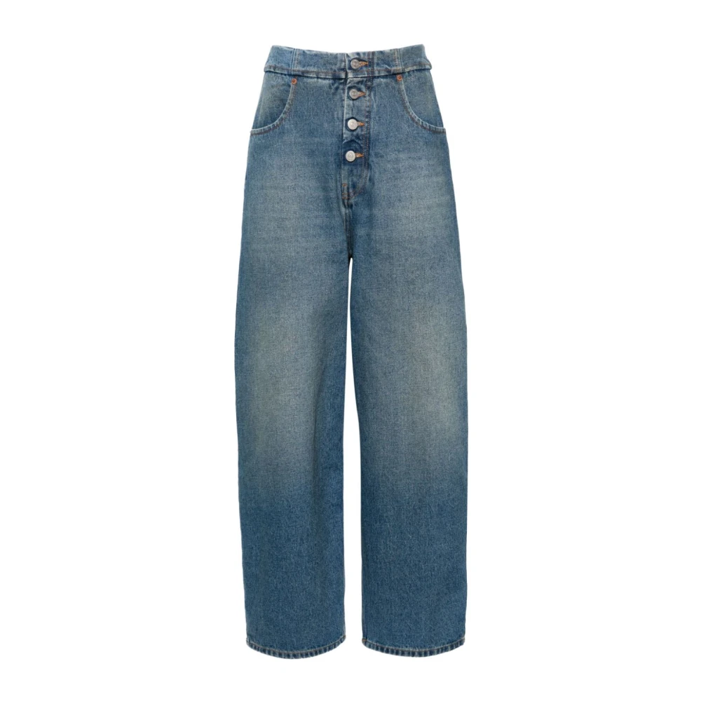 MM6 Maison Margiela Clear Blue Denim Wide Leg Jeans Blue Dames