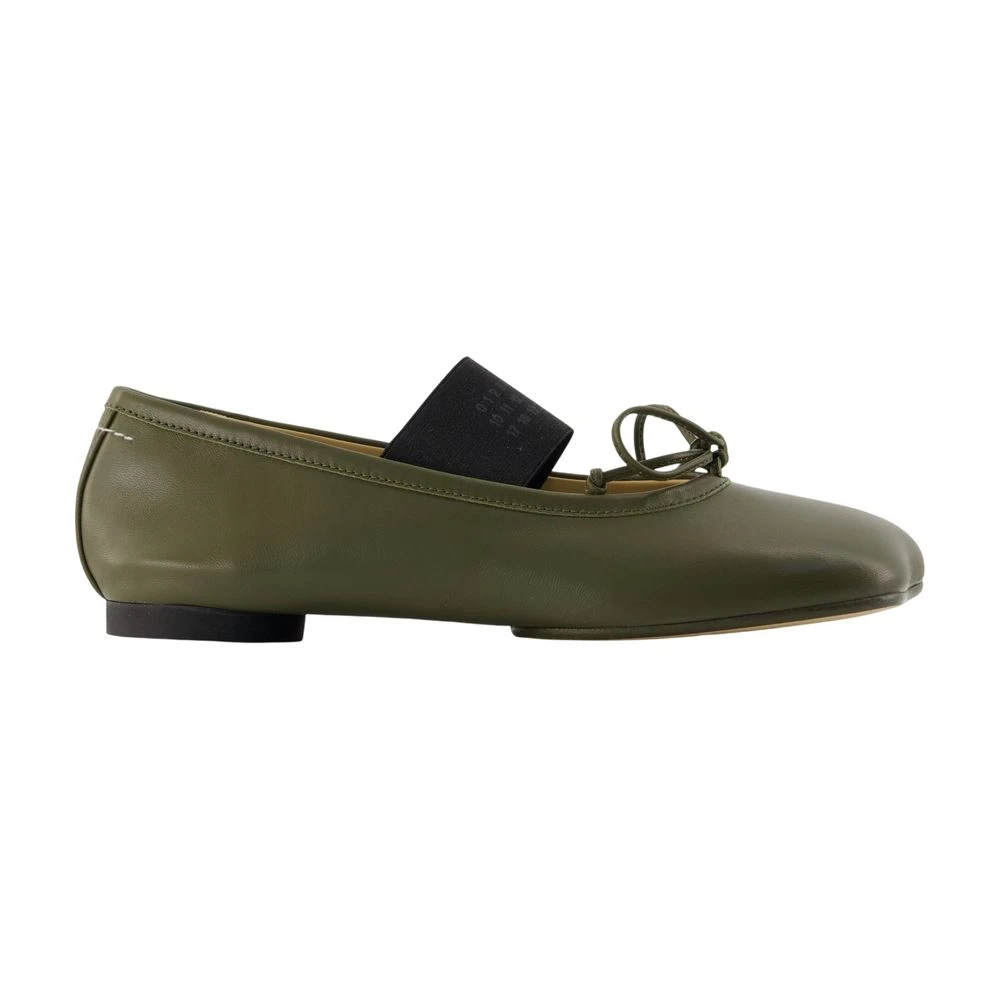 Mm6 Maison Margiela Women's Green Anatomic Numeric Ballerinas In Beech - Image 3