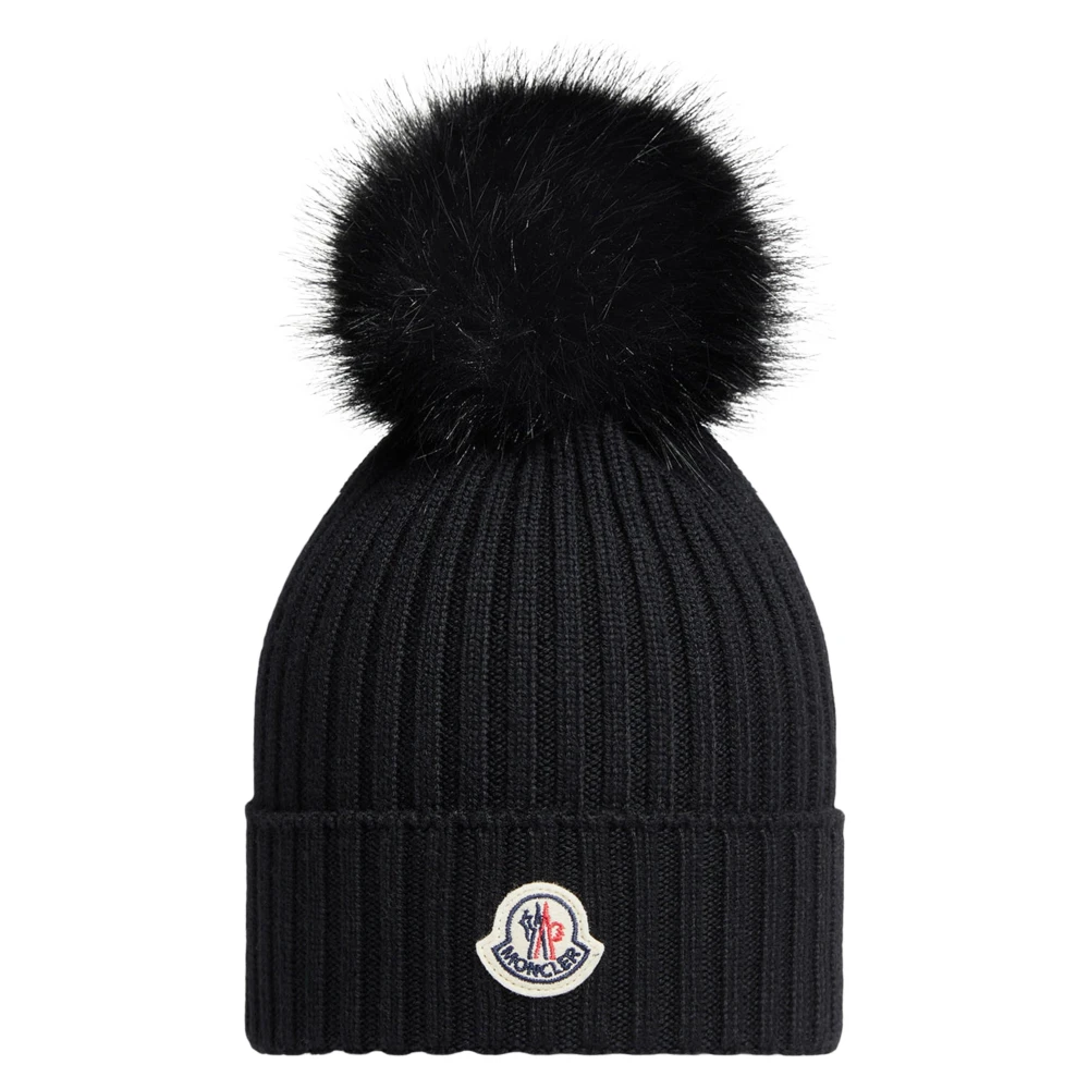 Moncler Girls Black Enfant Wool Pom-Pom Hat - Size 6 - 8 Yrs M 52-54 Cm Kids - Image 3