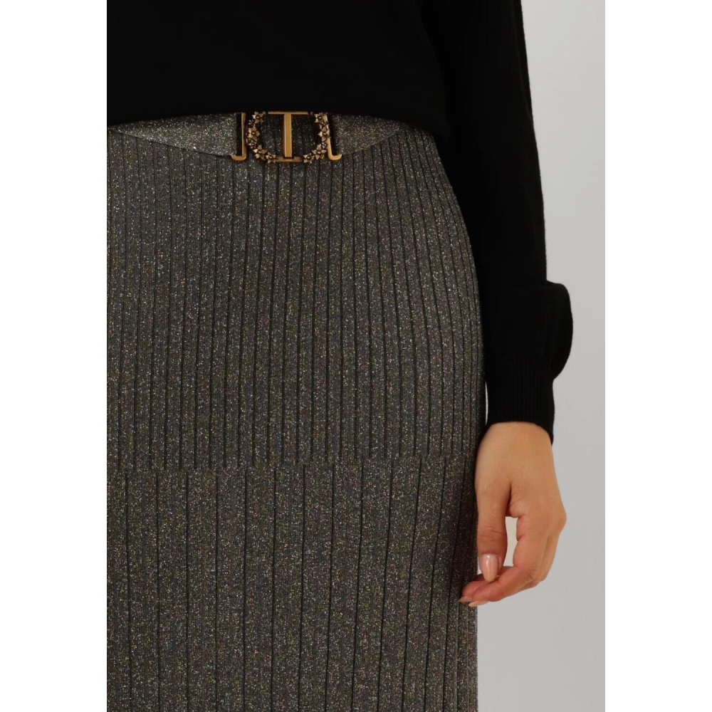 Twinset Metallic Maxi Rok met Glamour Gray Dames