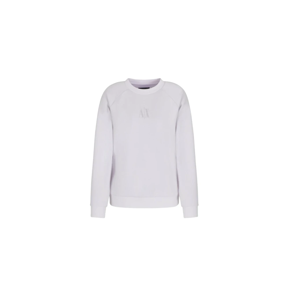 Armani Exchange Women's White Sweatshirts, M, Sweatshirt In Mixed Fabric