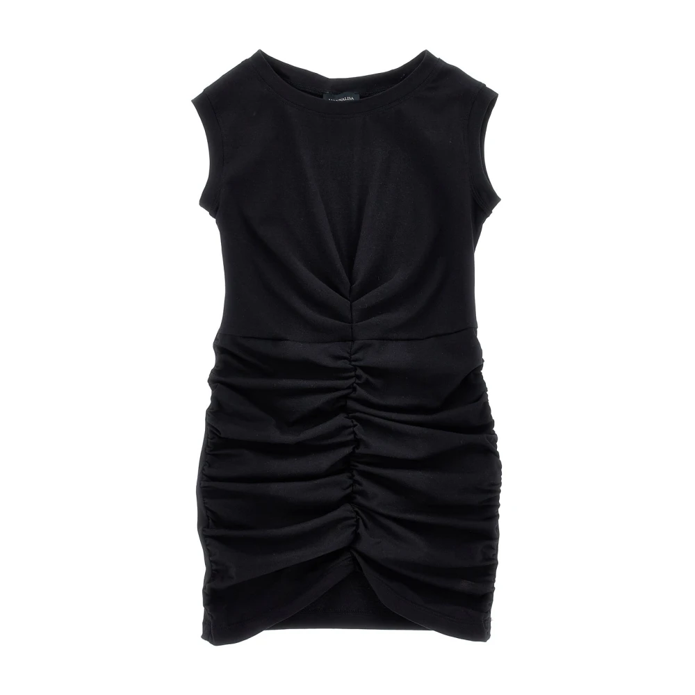 Monnalisa Girls Black Draped Cotton Dress - Dresses - 15 Y - Kids