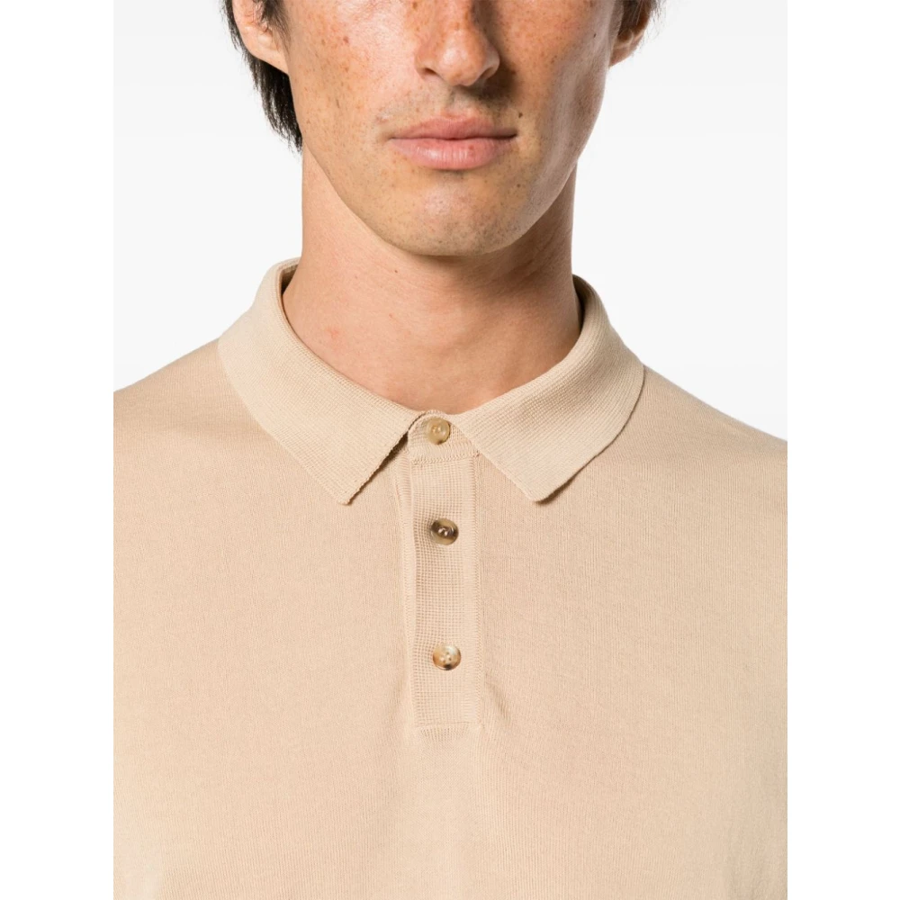 Roberto Collina Sand Katoenen Polo Shirt Beige Heren