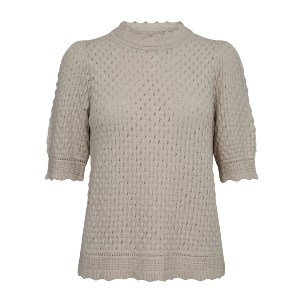Freequent Moonbeam Pullover met korte pofmouwen Beige Dames