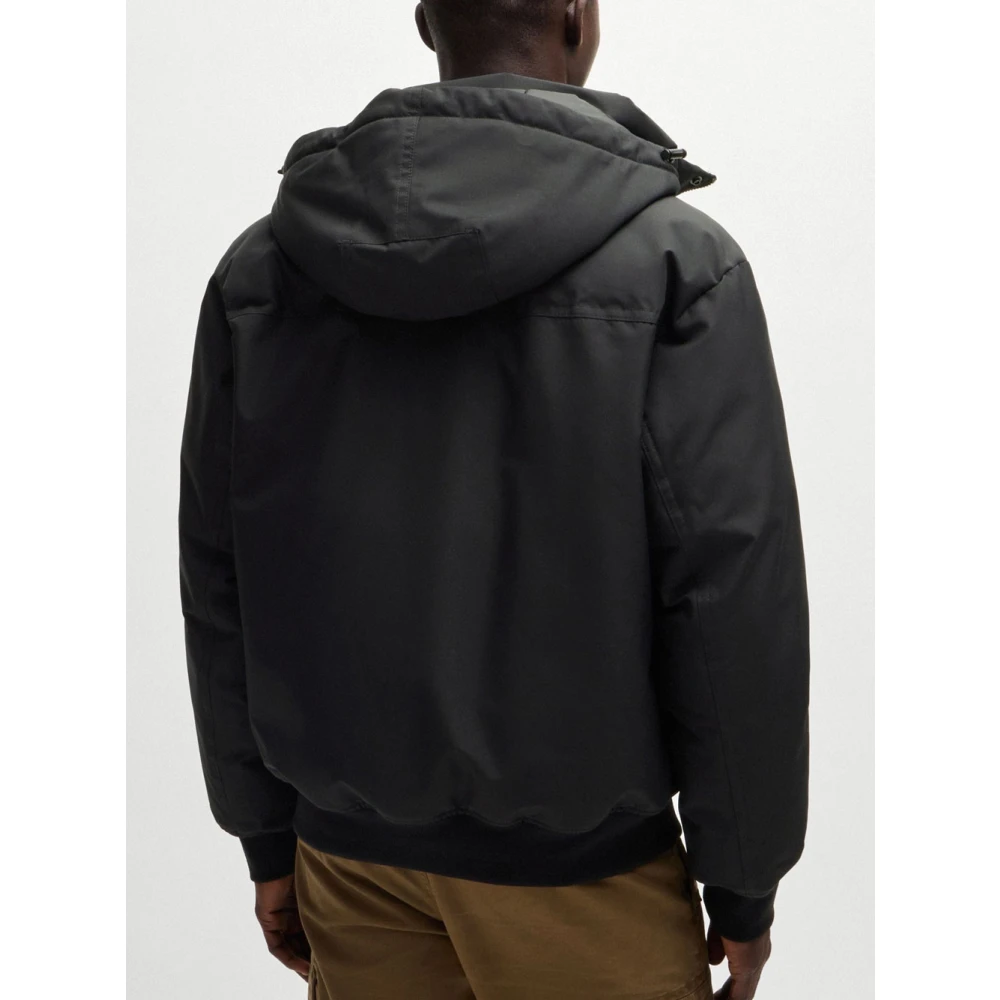 Hugo Boss Zwarte Casual Parka met Capuchon Black Heren