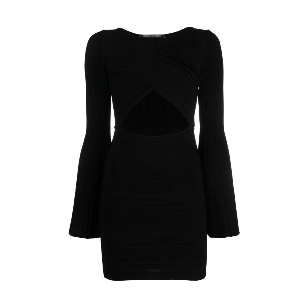 Antonino Valenti Zwarte Uitgesneden V-Hals Mini Jurk Black Dames