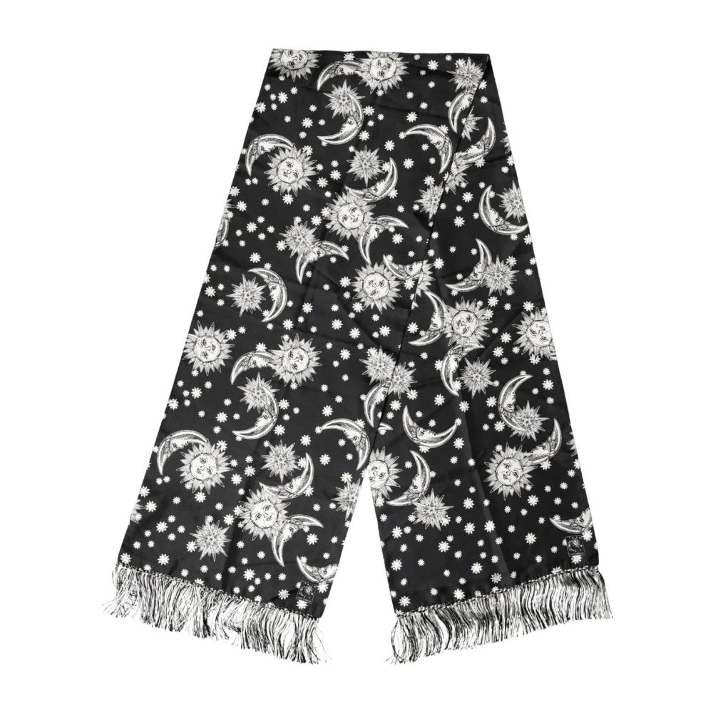 Dolce & Gabbana Men's Multicolor Silk Scarves, One Size, Silk Sun Moon Star Fringe Foulard Scarf