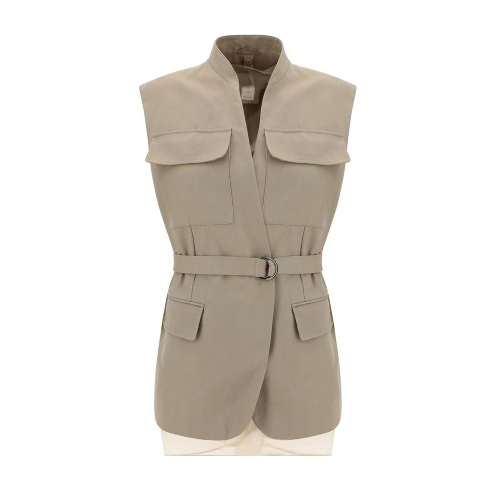 BRUNELLO CUCINELLI Katoenen Gilet met drukknoopsluiting Beige Dames