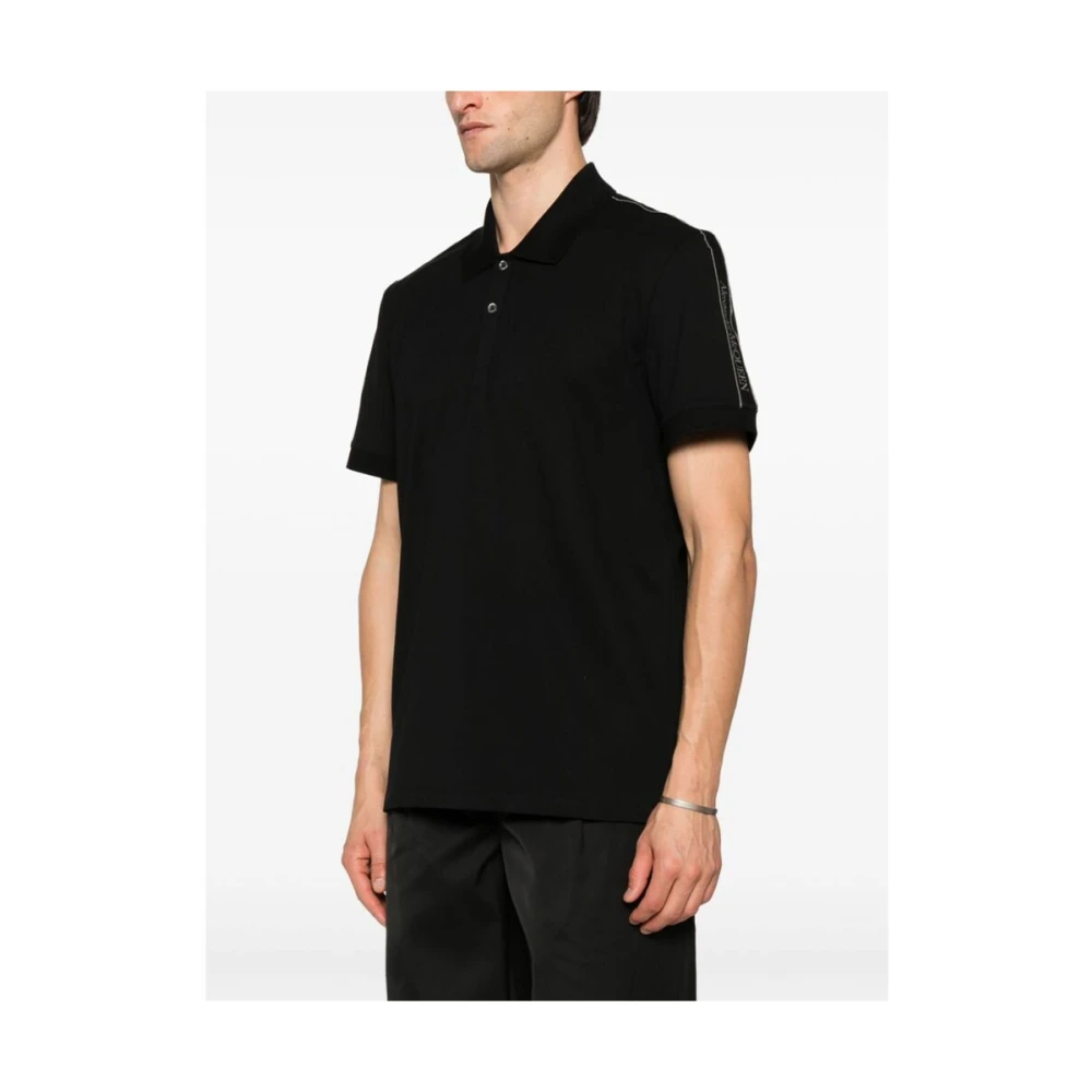 alexander mcqueen Zwarte Polo Sweater met Logoband Detailing Black Heren