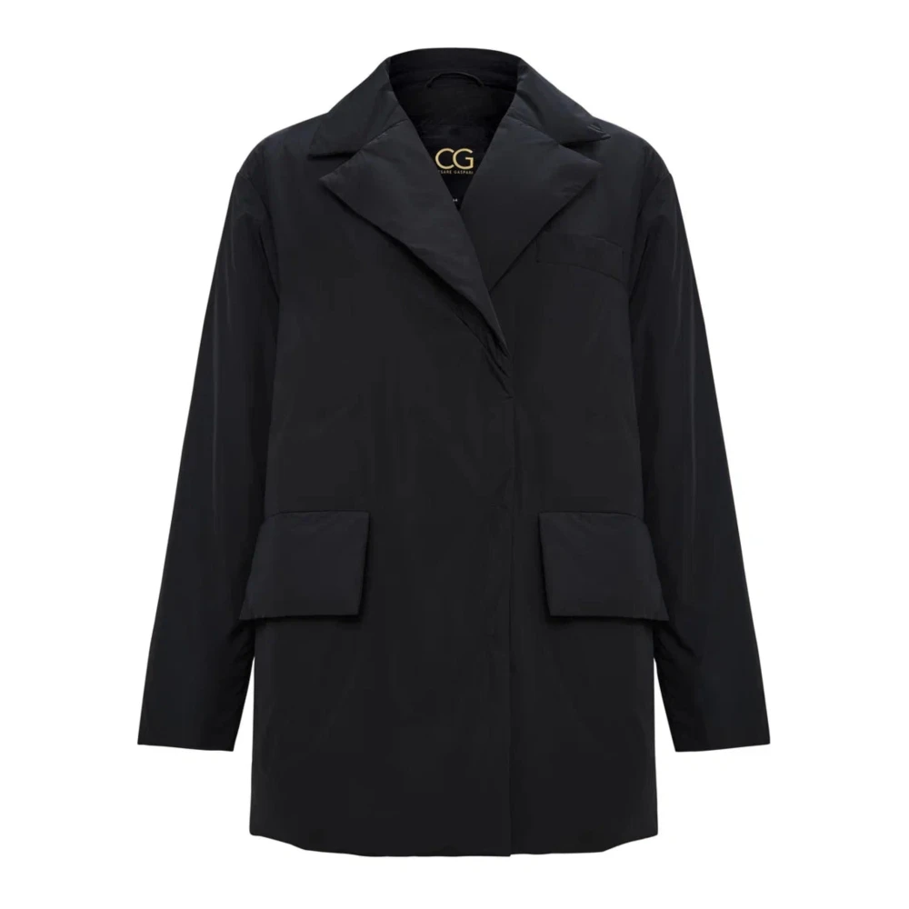 Cesare Gaspari Gebelde Gewatteerde Blazer Zwart Black Dames