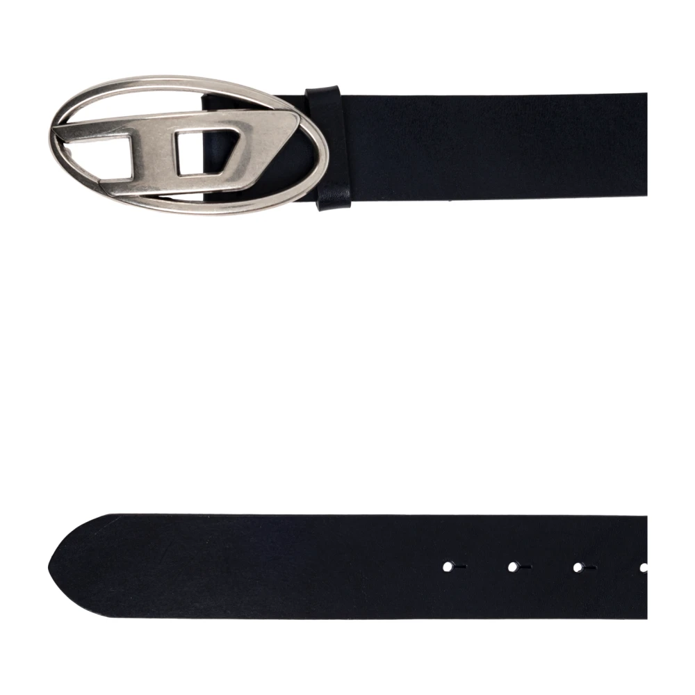 Diesel Leren riem Ovaal D Logo B-1Dr Black Unisex