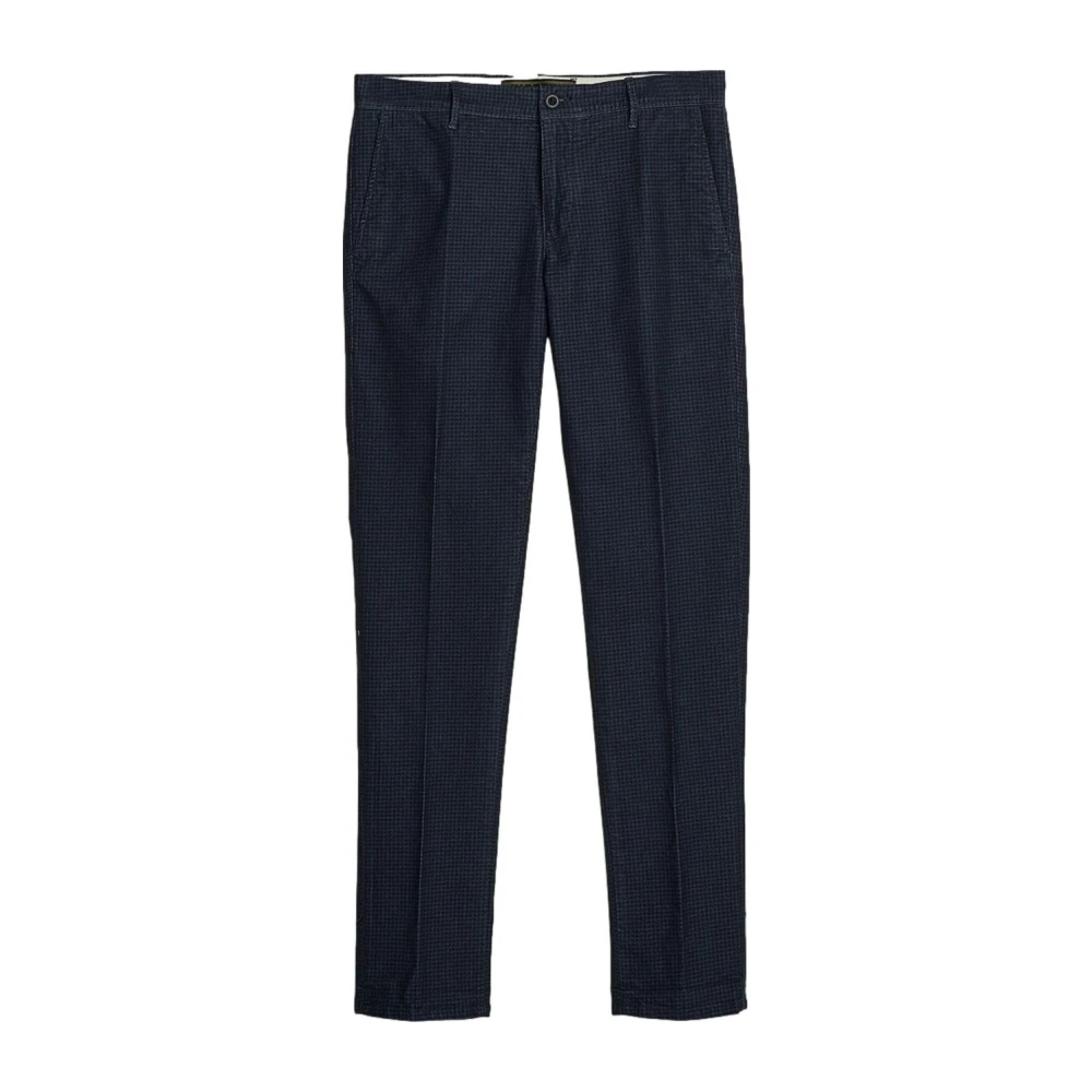 Incotex Blå Houndstooth Slim Bomullsbyxor