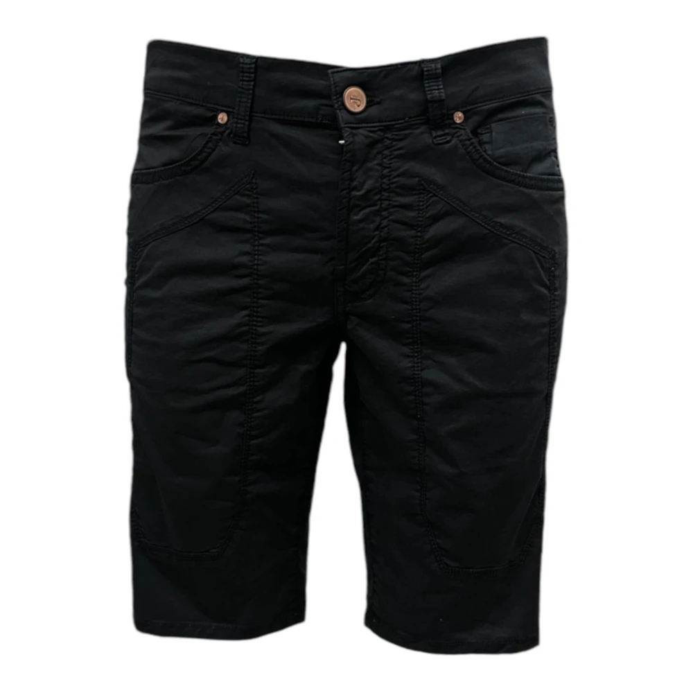 Jeckerson Zwarte katoenen Bermuda shorts met 5 zakken Black Heren