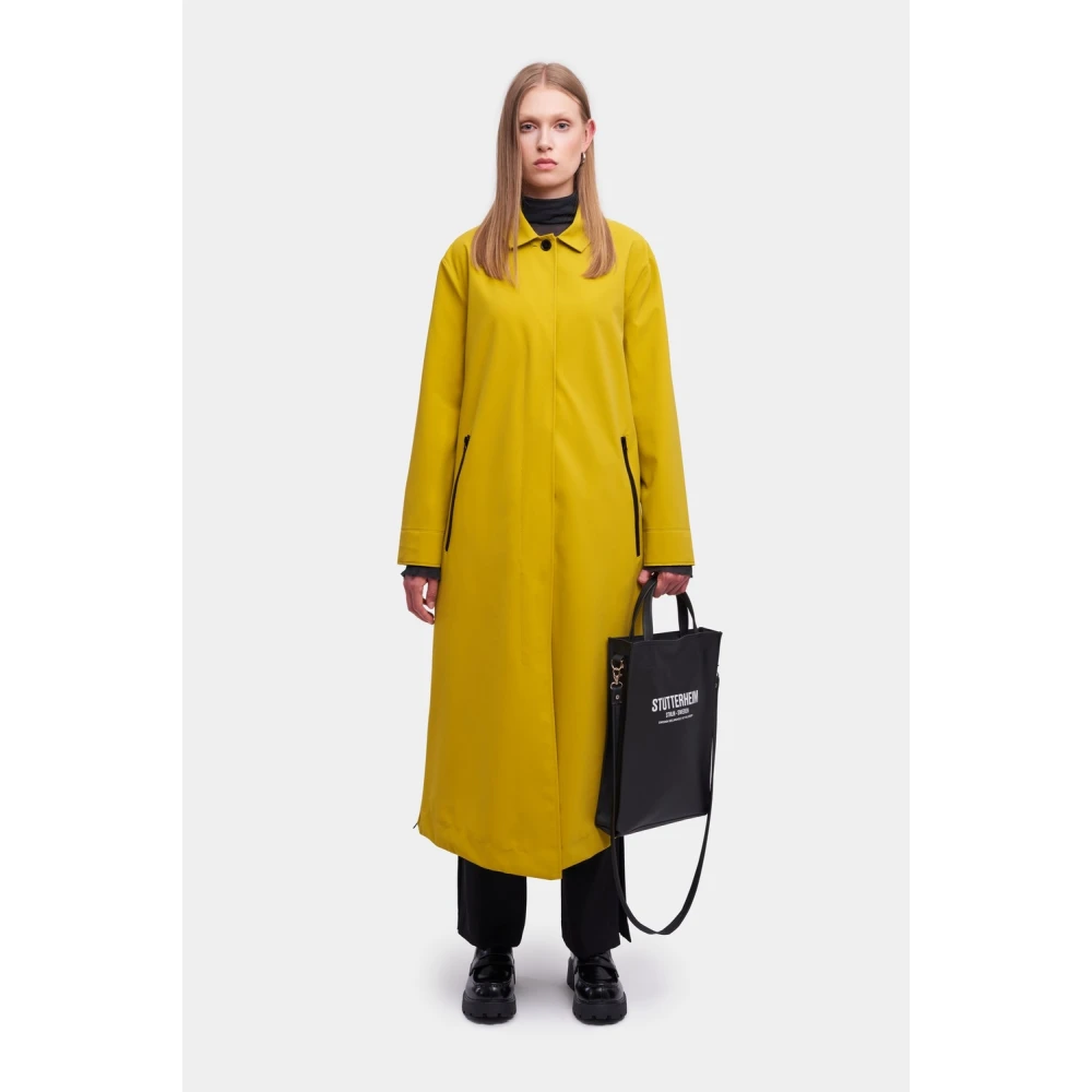 Stutterheim Matte Lange Regenjas met Aqua-Guard Zakken Yellow Dames